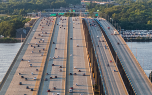 Photo of a five lane highway