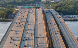 Photo of a five lane highway
